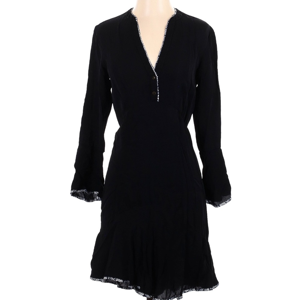 Scotch & Soda Aloha Hula Dress. Black Long Sleeved w/ Hawaiian Trim - Size XS